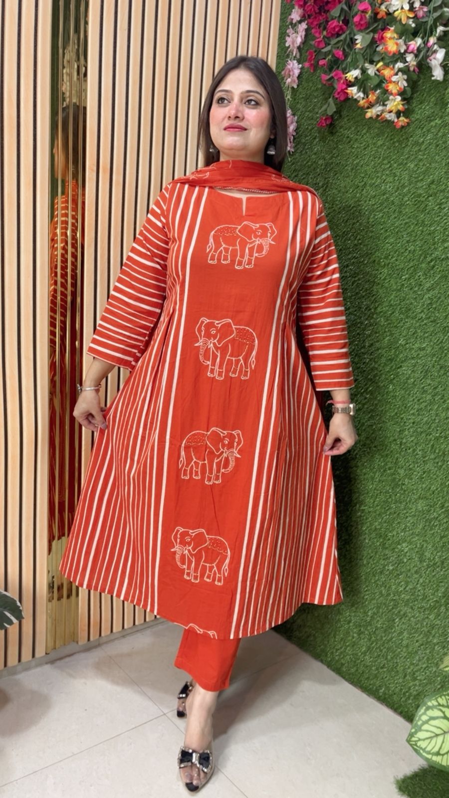 Premium A-Line Pure Cotton 3-Piece Kurta Set
