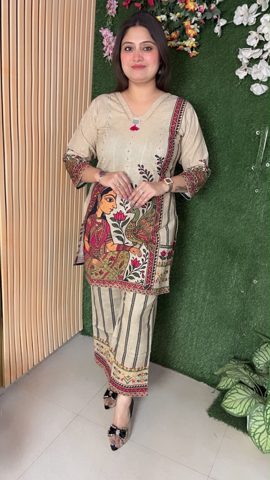 Premium Pure Cotton Self-Embroidered Co-Ord Set