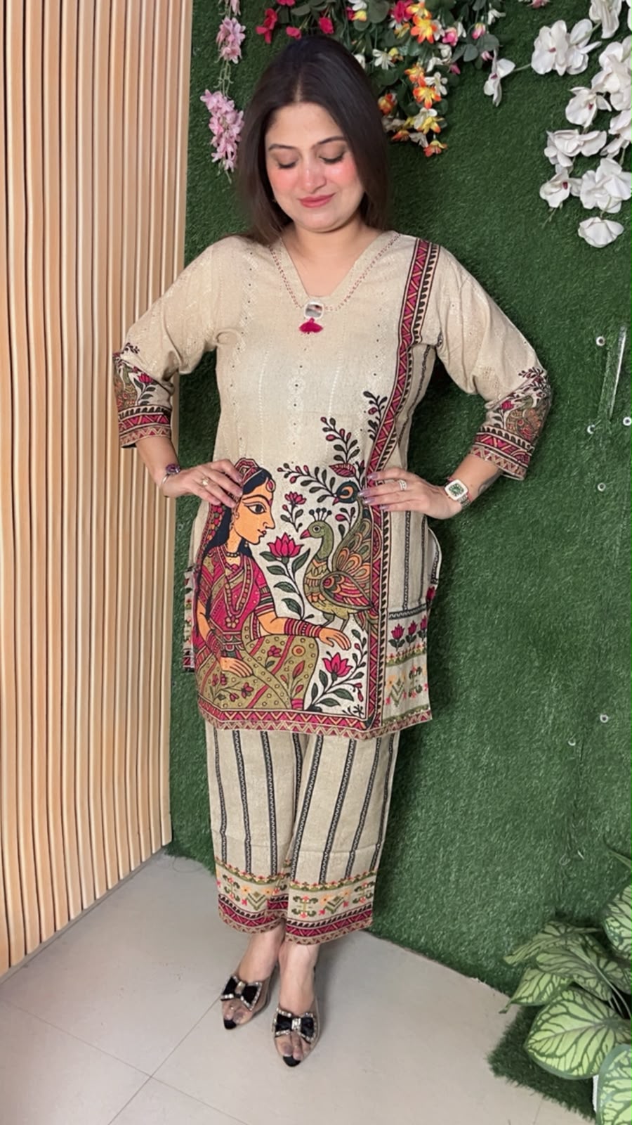 Premium Pure Cotton Self-Embroidered Co-Ord Set