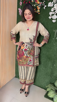 Premium Pure Cotton Self-Embroidered Co-Ord Set