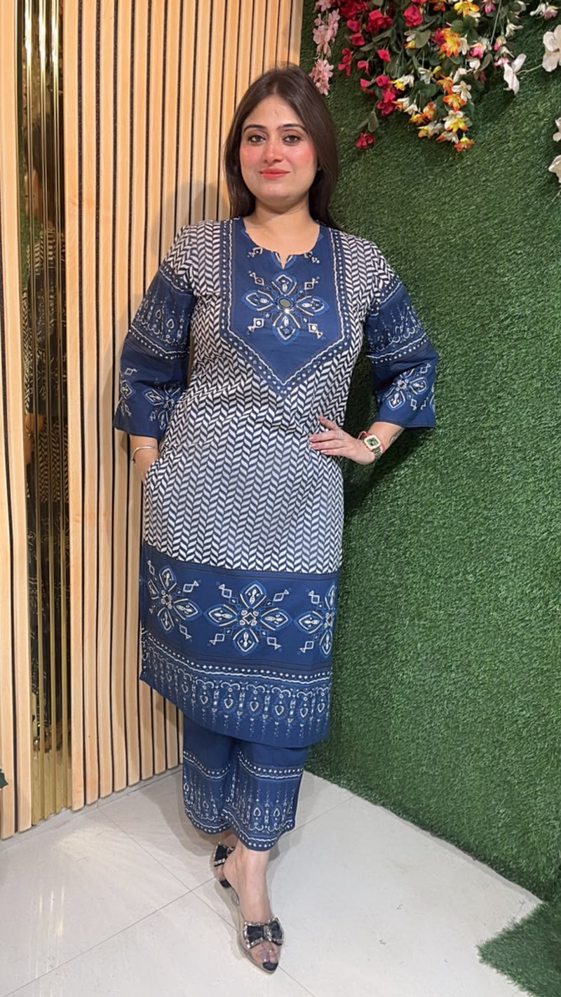 Elegant Pure Cotton 3-Piece Kurta Set