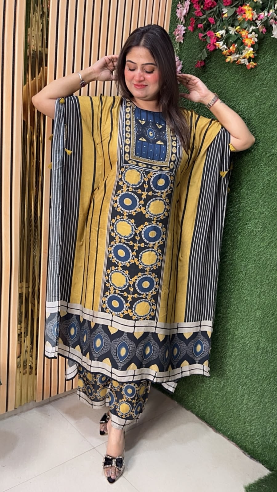 Elegant Butter Maslin Kaftan Kurta Set