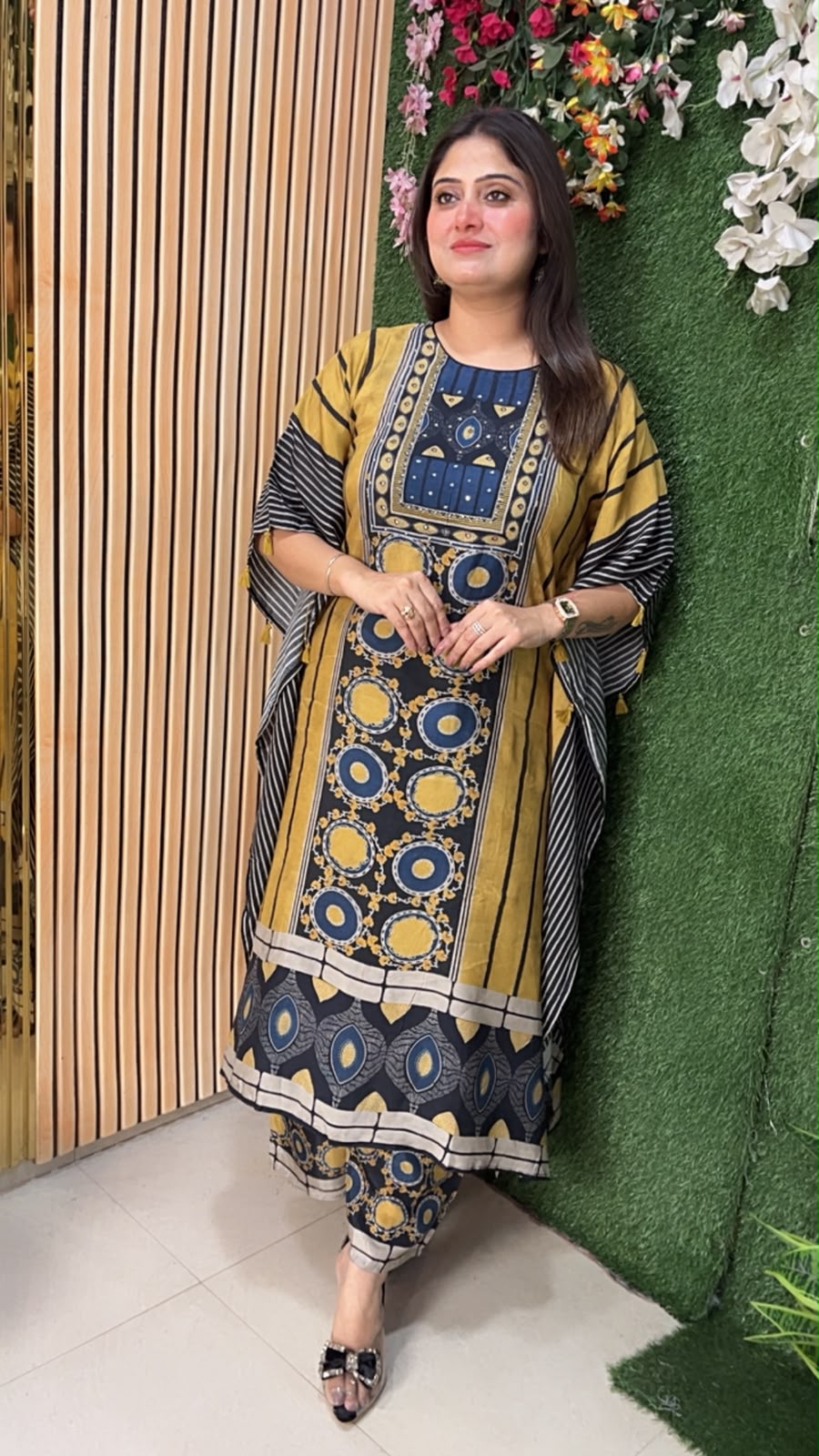 Elegant Butter Maslin Kaftan Kurta Set