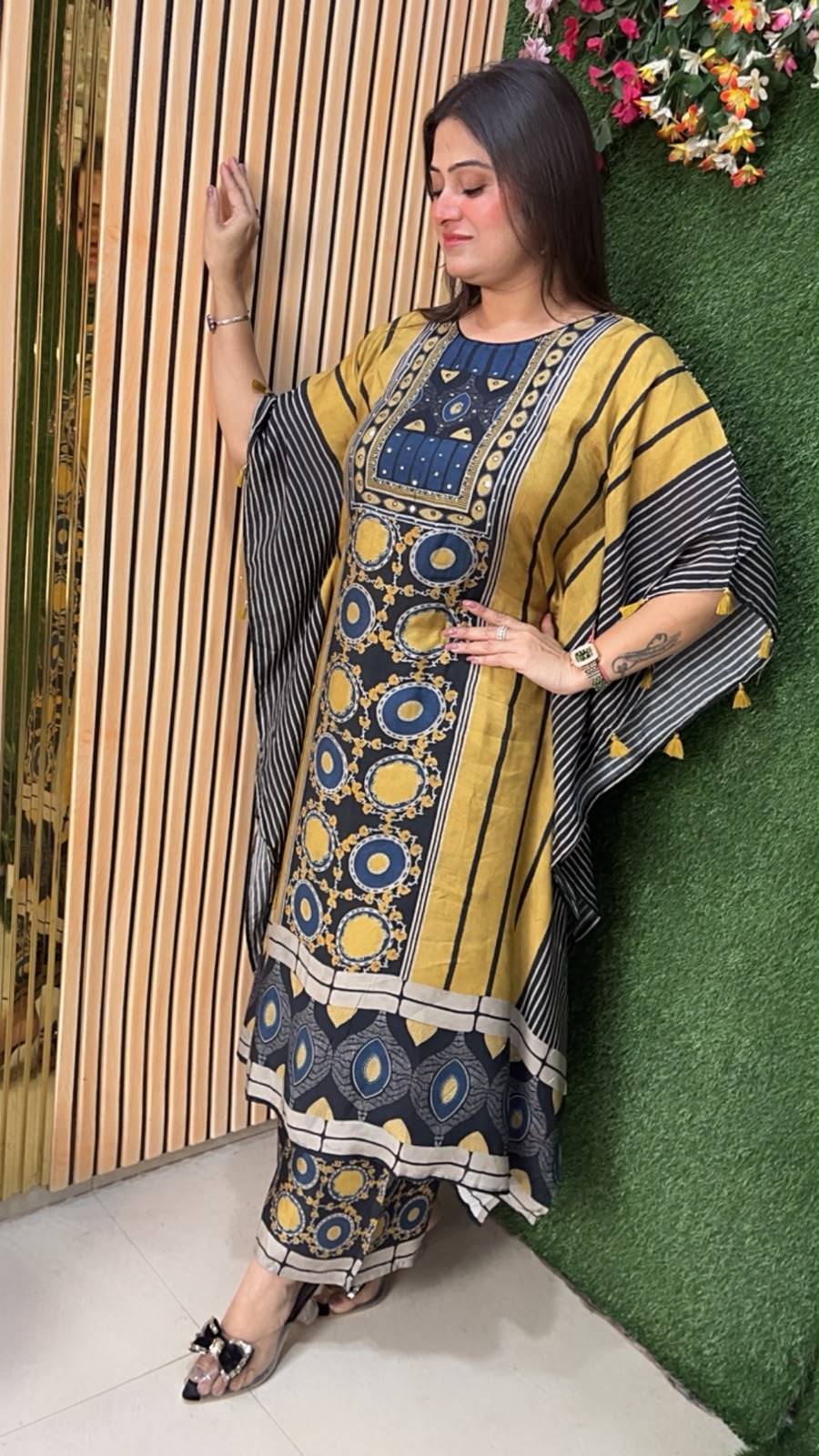 Elegant Butter Maslin Kaftan Kurta Set