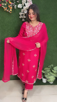 Premium Rayon Modal Fully Embroidered 3-Piece Kurta Set