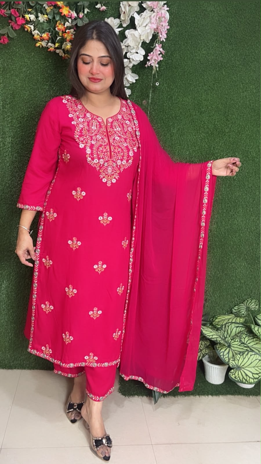 Premium Rayon Modal Fully Embroidered 3-Piece Kurta Set
