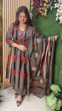 Premium Pure Cotton Anarkali Suit with Original Mirror Work