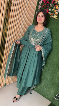 Beautiful Party Wear A line Anarkali Wirh Handwrok