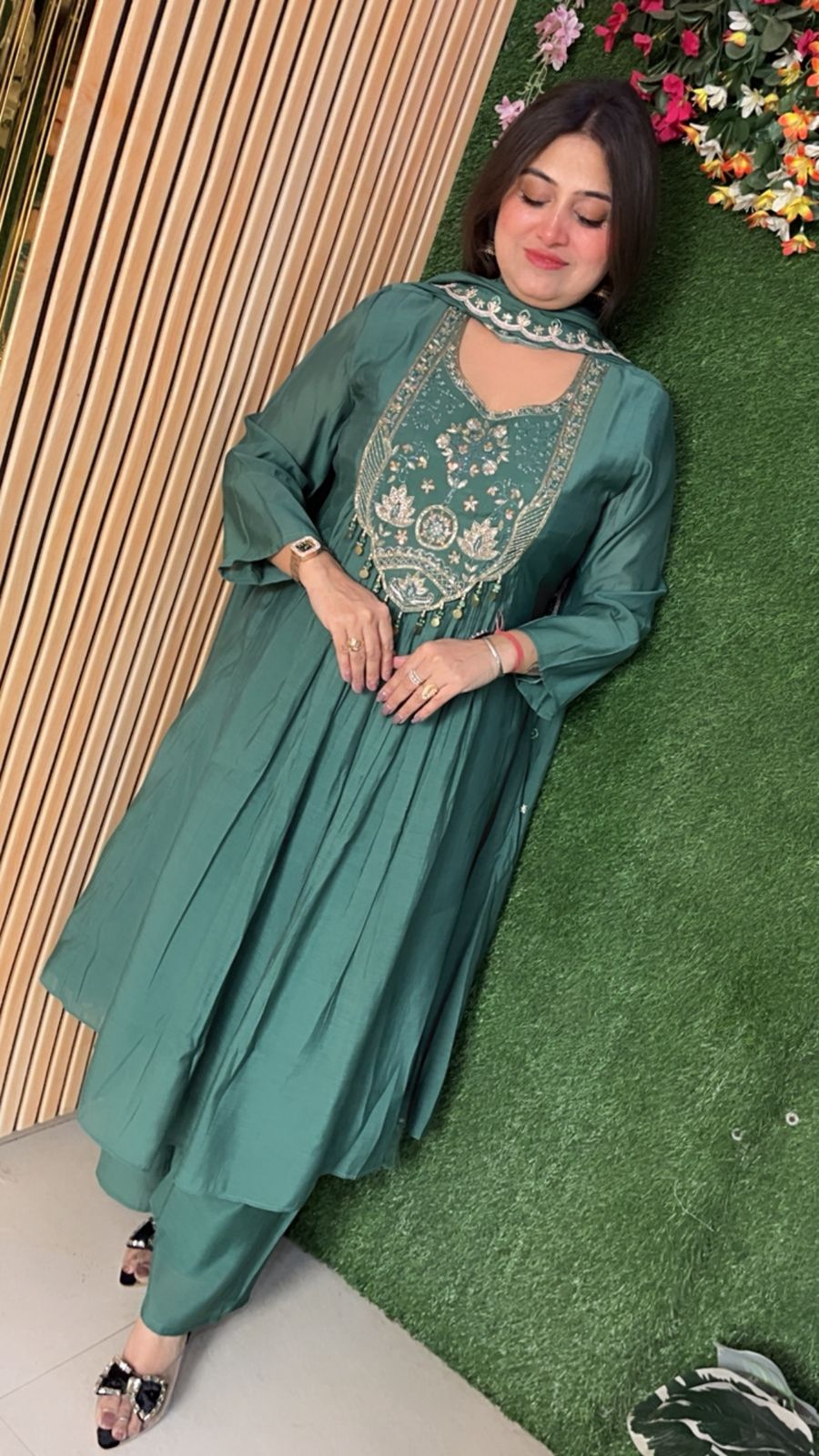 Beautiful Party Wear A line Anarkali Wirh Handwrok