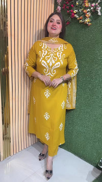 Elegant 3-Piece Rayon Modal Kurta Set with Neck Work