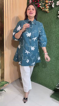 Elegant Pure Cotton Embroidered co-ord Set