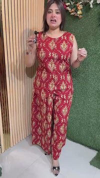Rust Pure Cotton Co-Ord Set – Attached Inner Sleeves