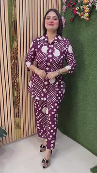 Stylish Pure Cotton Polka Dot Co-Ord Set