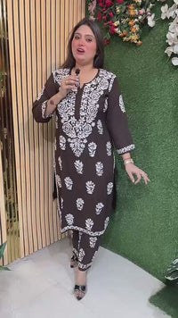 Rayon Modal Kurta Set with Lucknowi Work – Elegant Daily